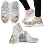 Pink Gold Liquid Marble Print Mesh Knit Shoes GearFrost