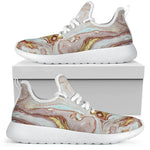 Pink Gold Liquid Marble Print Mesh Knit Shoes GearFrost