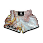 Pink Gold Liquid Marble Print Muay Thai Boxing Shorts