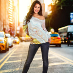 Pink Gold Liquid Marble Print Off Shoulder Sweatshirt GearFrost