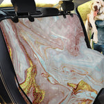 Pink Gold Liquid Marble Print Pet Car Back Seat Cover