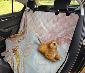 Pink Gold Liquid Marble Print Pet Car Back Seat Cover