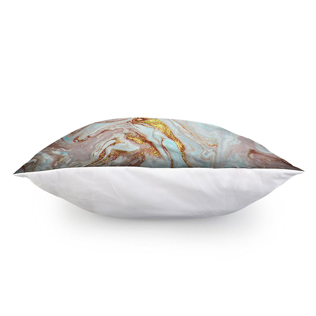 Pink Gold Liquid Marble Print Pillow Cover