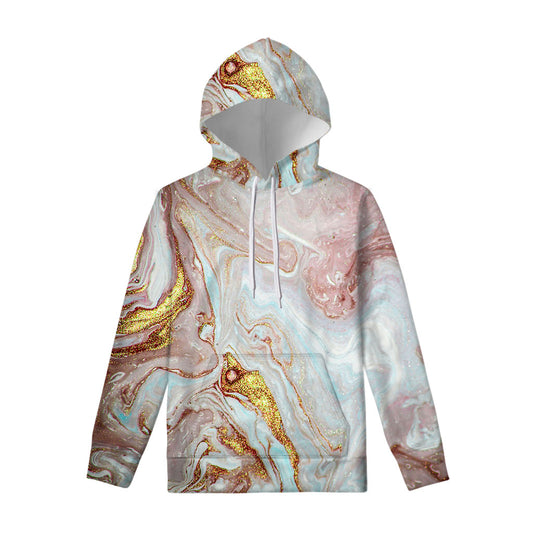 Pink Gold Liquid Marble Print Pullover Hoodie