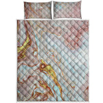 Pink Gold Liquid Marble Print Quilt Bed Set