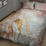 Pink Gold Liquid Marble Print Quilt Bed Set