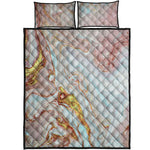Pink Gold Liquid Marble Print Quilt Bed Set