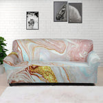 Pink Gold Liquid Marble Print Sofa Cover