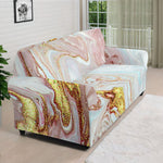 Pink Gold Liquid Marble Print Sofa Cover