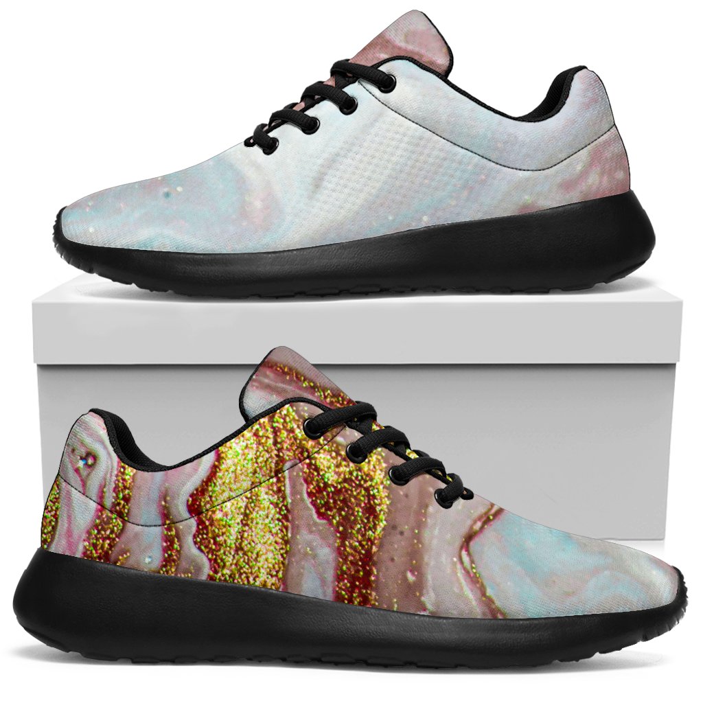 Pink Gold Liquid Marble Print Sport Shoes GearFrost