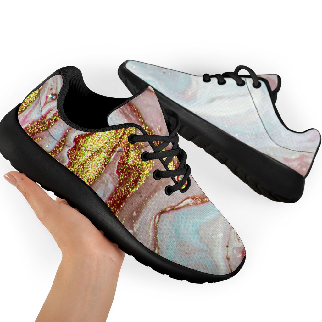 Pink Gold Liquid Marble Print Sport Shoes GearFrost