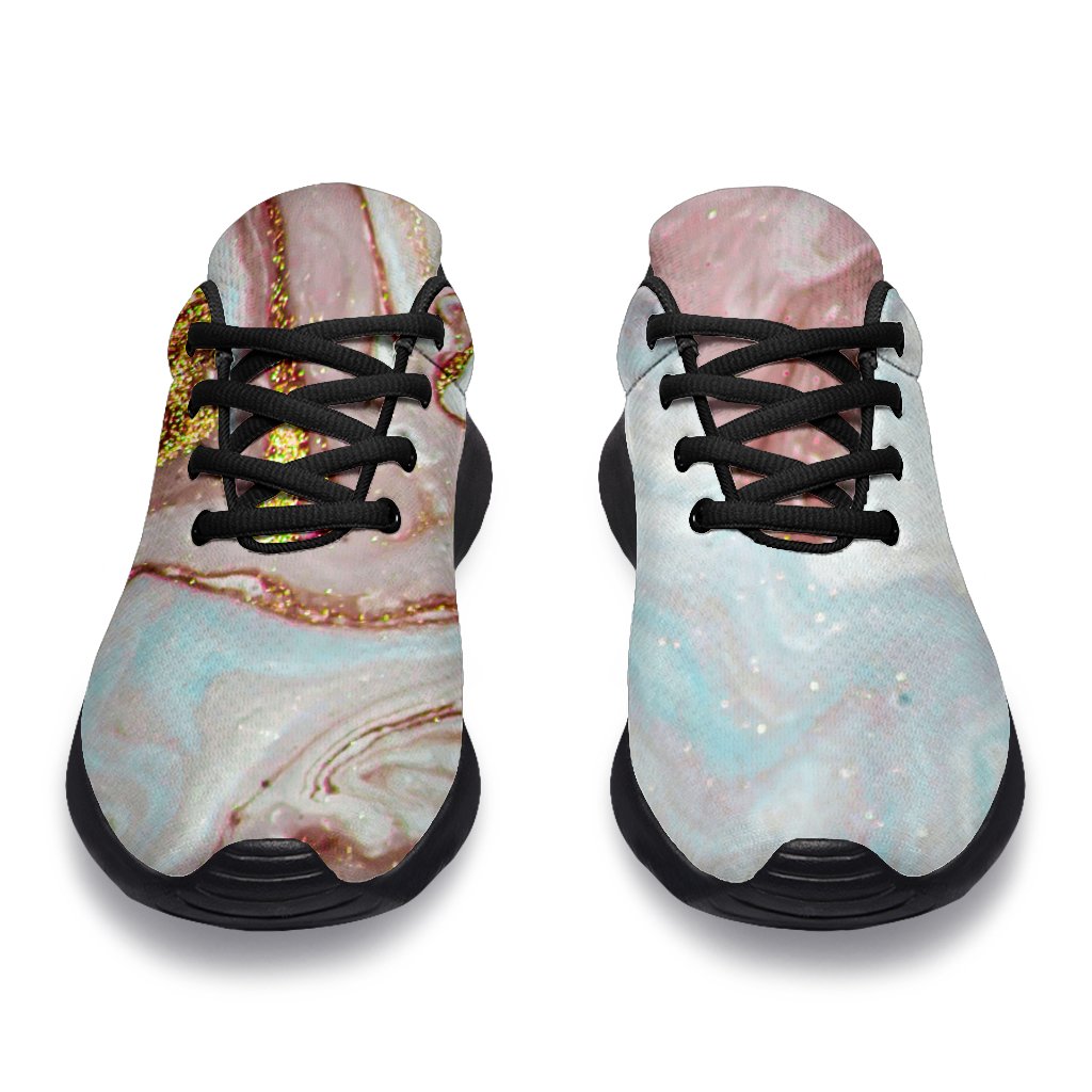 Pink Gold Liquid Marble Print Sport Shoes GearFrost