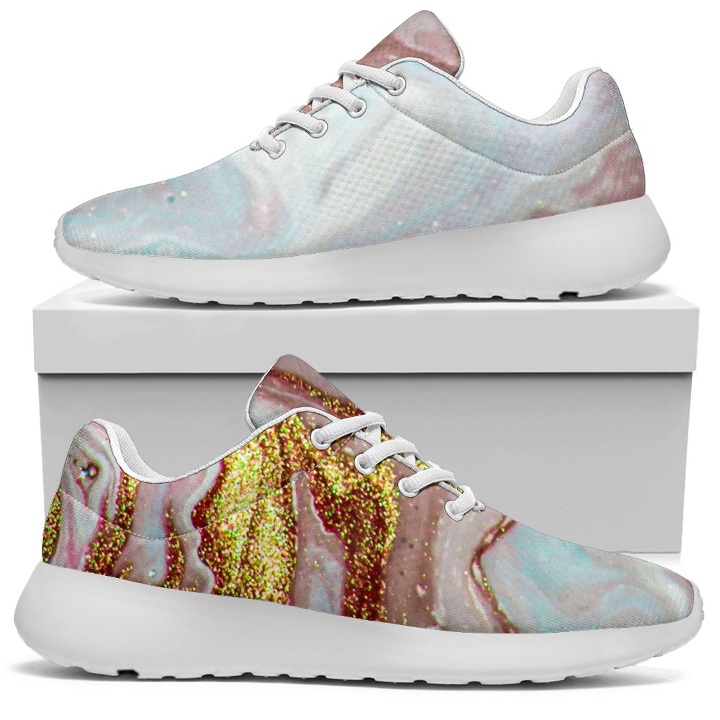 Pink Gold Liquid Marble Print Sport Shoes GearFrost