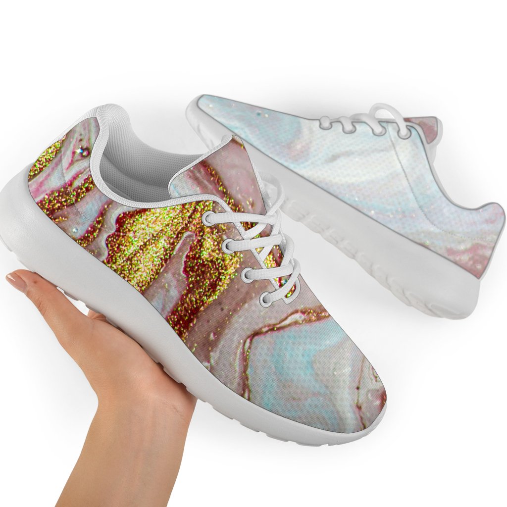 Pink Gold Liquid Marble Print Sport Shoes GearFrost