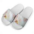 Pink Gold Liquid Marble Print White Slide Sandals
