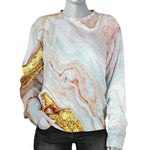 Pink Gold Liquid Marble Print Women's Crewneck Sweatshirt GearFrost