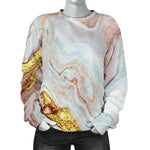Pink Gold Liquid Marble Print Women's Crewneck Sweatshirt GearFrost