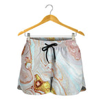 Pink Gold Liquid Marble Print Women's Shorts