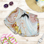 Pink Gold Liquid Marble Print Women's Shorts