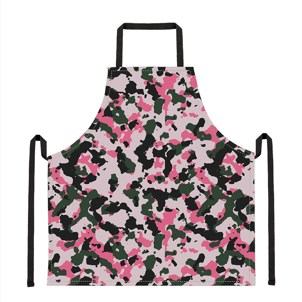 Pink Green And Black Camouflage Print Apron