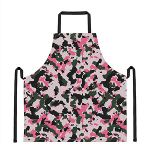 Pink Green And Black Camouflage Print Apron