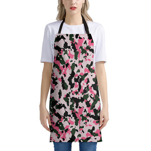 Pink Green And Black Camouflage Print Apron