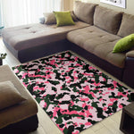 Pink Green And Black Camouflage Print Area Rug GearFrost
