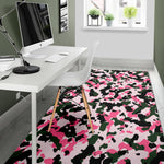 Pink Green And Black Camouflage Print Area Rug GearFrost
