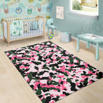 Pink Green And Black Camouflage Print Area Rug GearFrost