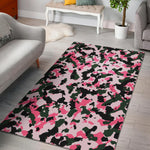 Pink Green And Black Camouflage Print Area Rug GearFrost