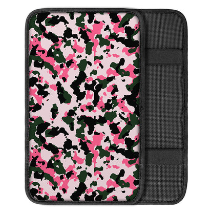 Pink Green And Black Camouflage Print Car Center Console Cover