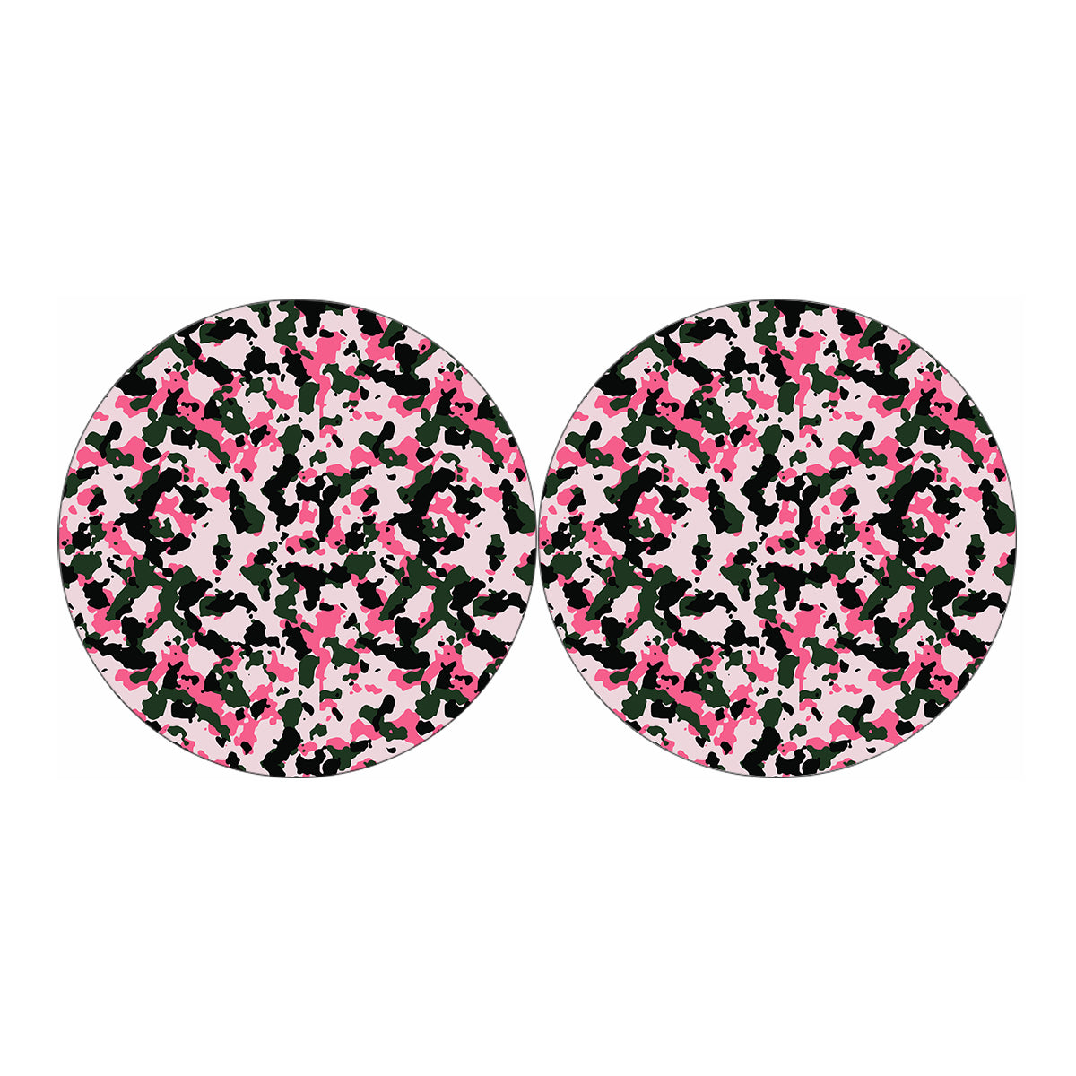 Pink Green And Black Camouflage Print Car Coasters