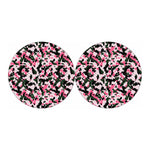 Pink Green And Black Camouflage Print Car Coasters