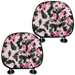 Pink Green And Black Camouflage Print Car Headrest Covers