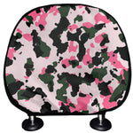 Pink Green And Black Camouflage Print Car Headrest Covers