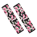 Pink Green And Black Camouflage Print Car Seat Belt Covers