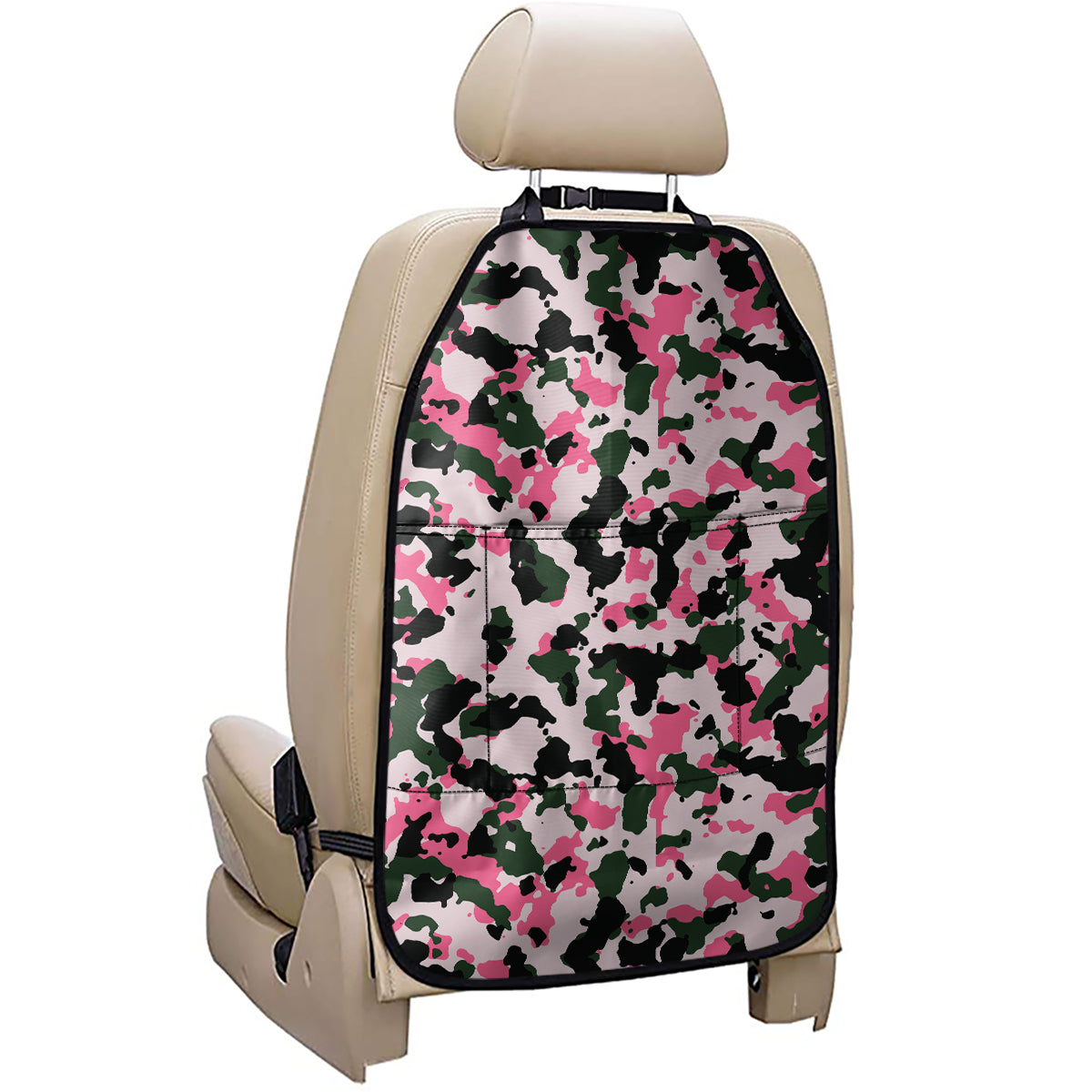 Pink Green And Black Camouflage Print Car Seat Organizers