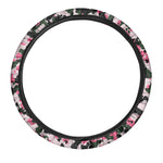 Pink Green And Black Camouflage Print Car Steering Wheel Cover