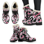 Pink Green And Black Camouflage Print Comfy Boots GearFrost