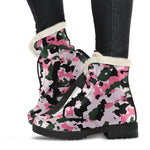 Pink Green And Black Camouflage Print Comfy Boots GearFrost