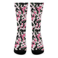 Pink Green And Black Camouflage Print Crew Socks