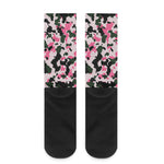 Pink Green And Black Camouflage Print Crew Socks