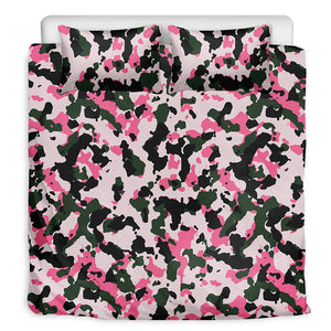 Pink Green And Black Camouflage Print Duvet Cover Bedding Set