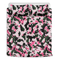 Pink Green And Black Camouflage Print Duvet Cover Bedding Set