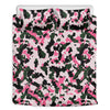 Pink Green And Black Camouflage Print Duvet Cover Bedding Set