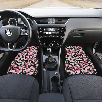 Pink Green And Black Camouflage Print Front and Back Car Floor Mats