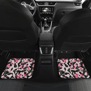 Pink Green And Black Camouflage Print Front and Back Car Floor Mats