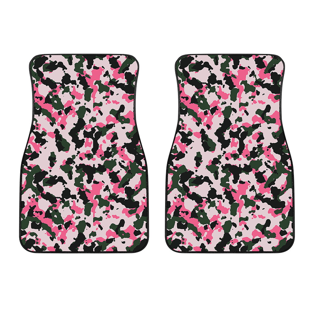 Pink Green And Black Camouflage Print Front Car Floor Mats