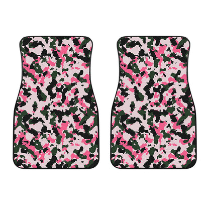 Pink Green And Black Camouflage Print Front Car Floor Mats