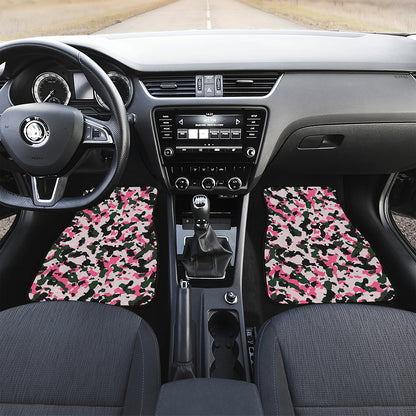 Pink Green And Black Camouflage Print Front Car Floor Mats
